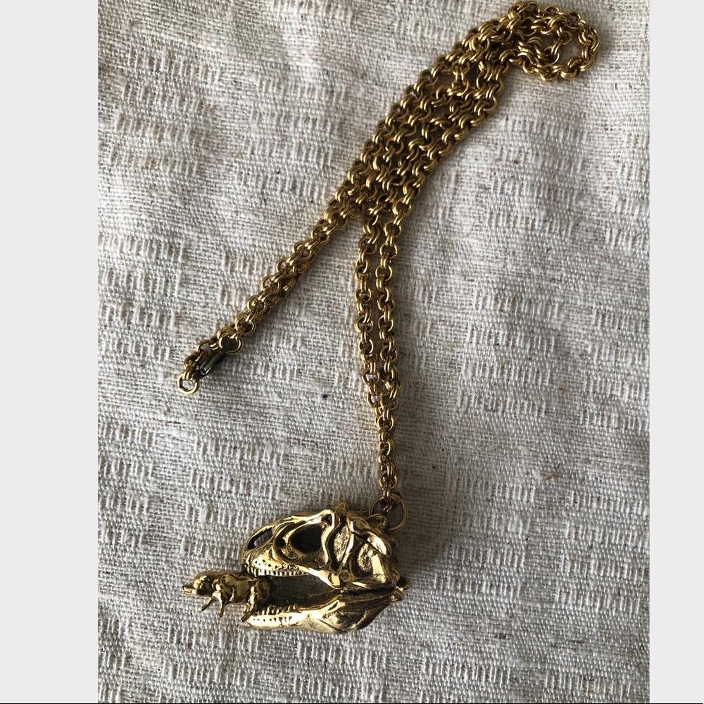 Dino skull brass necklace